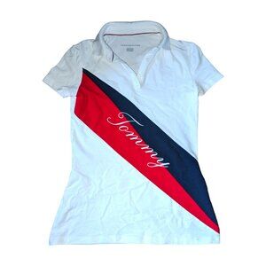 Tommy Hilfiger| White Polo Tennis Sporty Casual Shirt Logo Graphic |Size: XXS